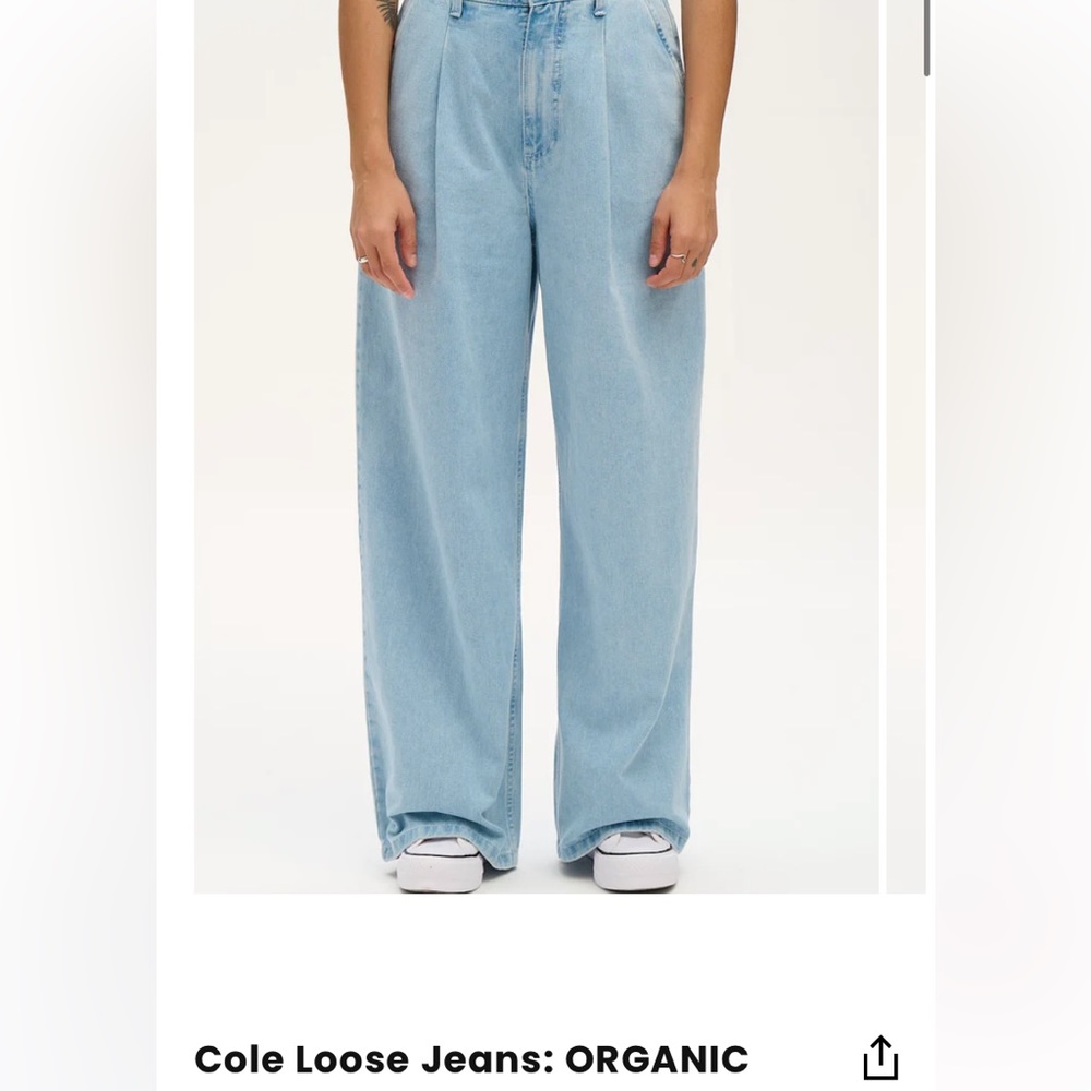 Cole Loose Jeans: ORGANIC DENIM - Light Wash Blue W38 (uk 18-20)